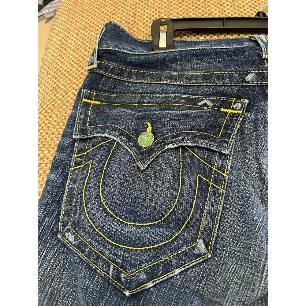 True Religion Jeans Mens 33 Ricky Straight VINTAGE Shallowmaker Skull MAD859F83